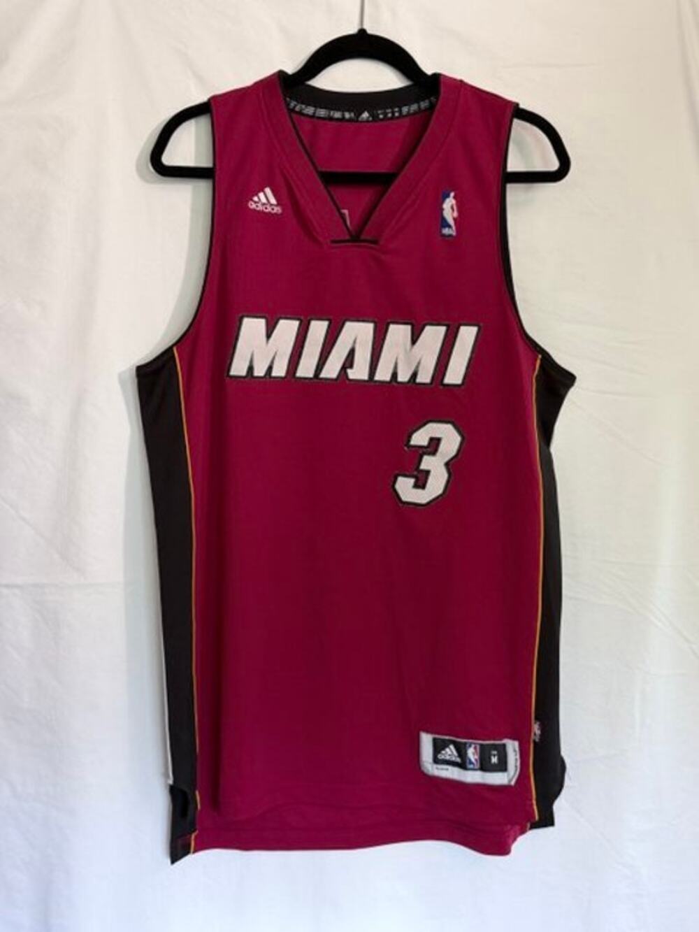 Adidas Miami Heat Dwyane Wade 3 NBA Swingman Jersey Red Mens Medium Length +2